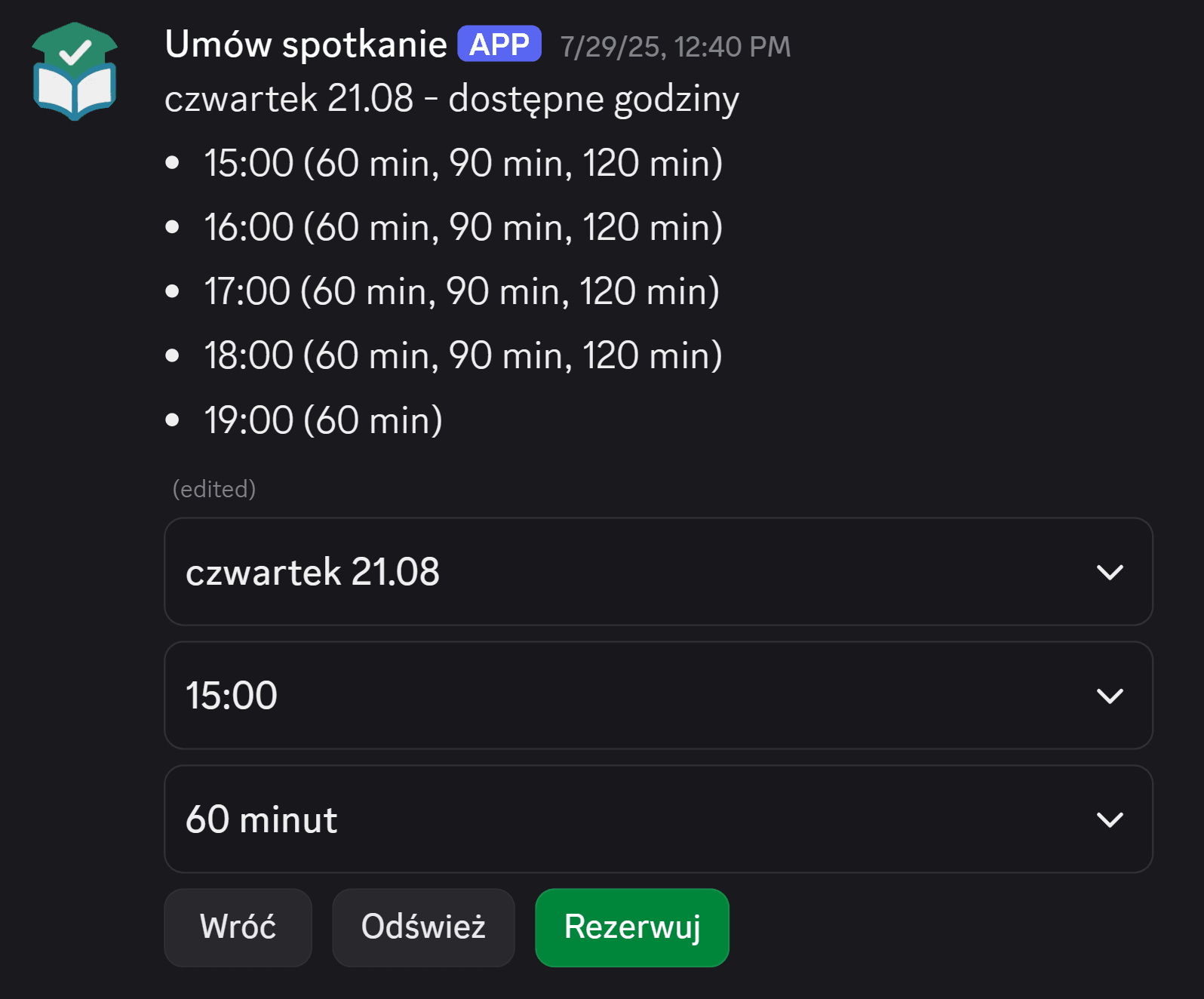 Panel w komunikatorze Discord